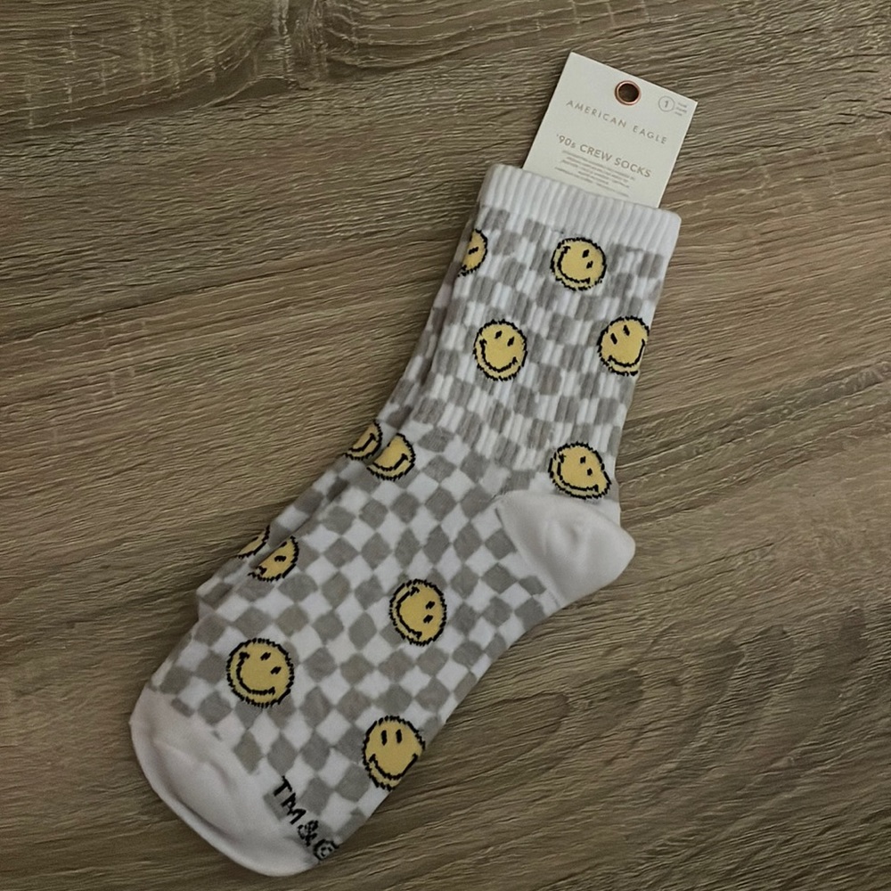 American Eagle smiley face socks